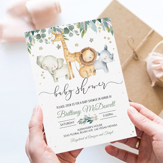 Convites Um Chá de fraldas Safari selvagem (Criador carregado)