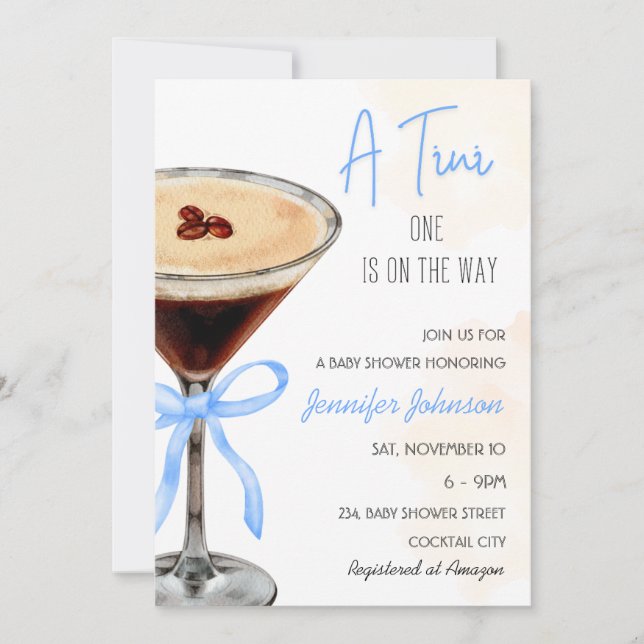 Convites Um Chá de fraldas Tini Expresso Martini (Frente)
