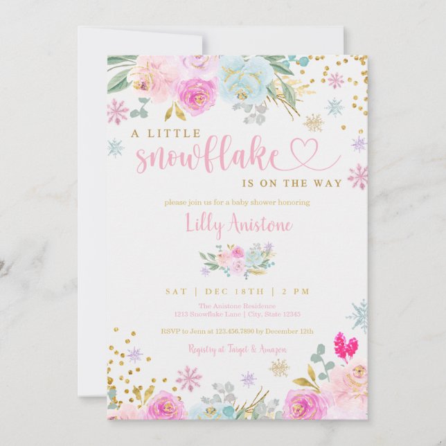 Convites Um Chá de Neve Floco de Neve (Frente)