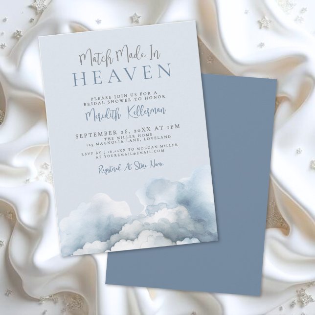 Convites Um Chá de Noiva Combinado no Céu (A Match Made In Heaven Bridal Shower Invitation)