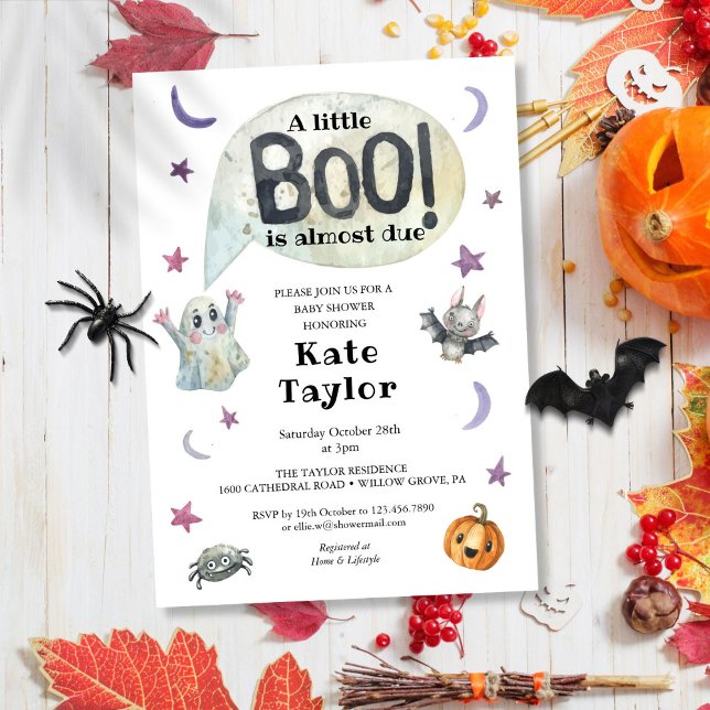Convites Um Chuveirinho de Boo de Halloween para Bebê (A Little Boo Halloween Baby Shower Invitation)