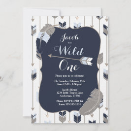 Convites UM cinza azul selvagem da festa de aniversário