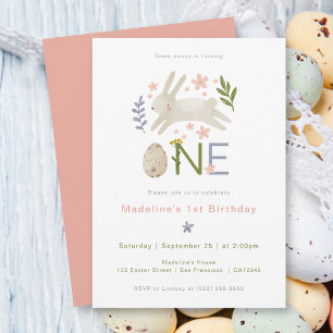 Convites Um coelhinho é um primeiro aniversario de uma garo