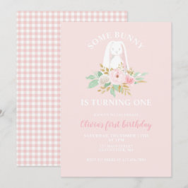 Convites Um Coelhinho é Um Primeiro Aniversário Floral