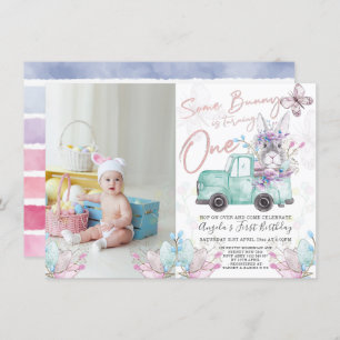 Convites Um coelhinho está transformando uma foto de aniver