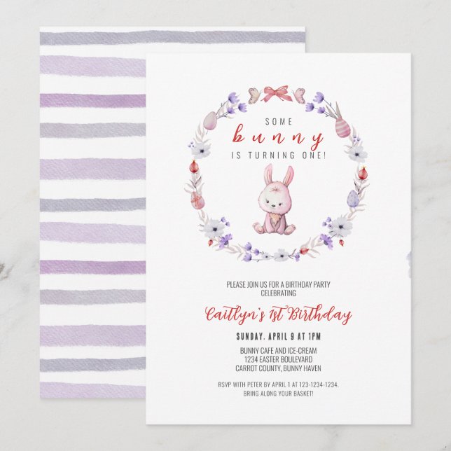 Convites Um Coelhinho Está Virando Um, Primavera primeiro a (Frente/Verso)