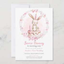 Convites Um coelho é um coelho rosa de flores silvestres pr
