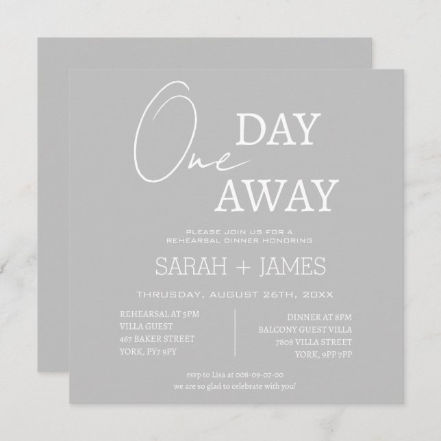 Convites Um Dia Fora da Praça do Casamento do Jantar (Frente/Verso)