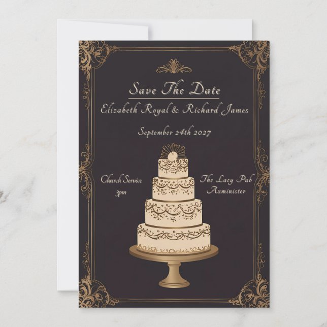 Convites Um Dia para Lembrar do Casamento de Bolo de Casame (Frente)