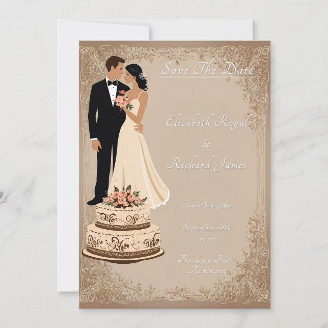 Convites Um Dia para Lembrar do Casamento de Bolo de Casame (Frente)