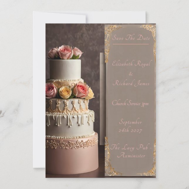 Convites Um Dia para Lembrar do Casamento de Bolo de Casame (Frente)