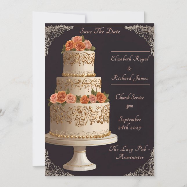 Convites Um Dia para Lembrar do Casamento de Bolo de Casame (Frente)
