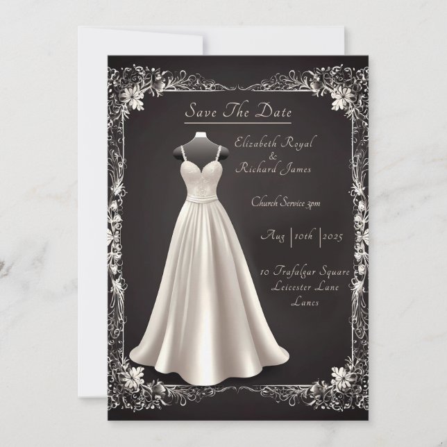 Convites Um dia para lembrar do vestido de casamento (Frente)