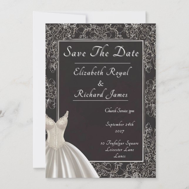 Convites Um dia para lembrar do vestido de casamento (Frente)