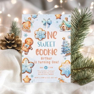Convites Um doce menino Cookie Natal aniversário de 1 ano