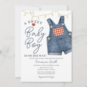 Convites Um doce menino roupinha de jeans Baby Shower