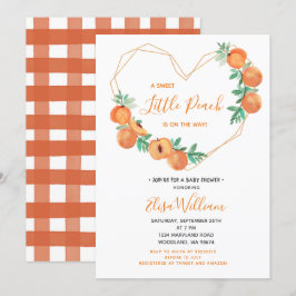 Convites Um doce Peach está a caminho Chá de fraldas 