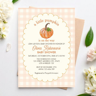 Convites Um doce Pequeno Abóbora a caminho baby shower 