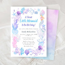 Um Doce Pequeno Chá de Bebê Menina Mermaid Pastel