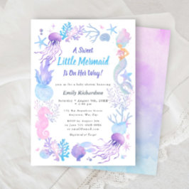 Convites Um Doce Pequeno Chuveiro de Bebê Menina Mermaid Pa