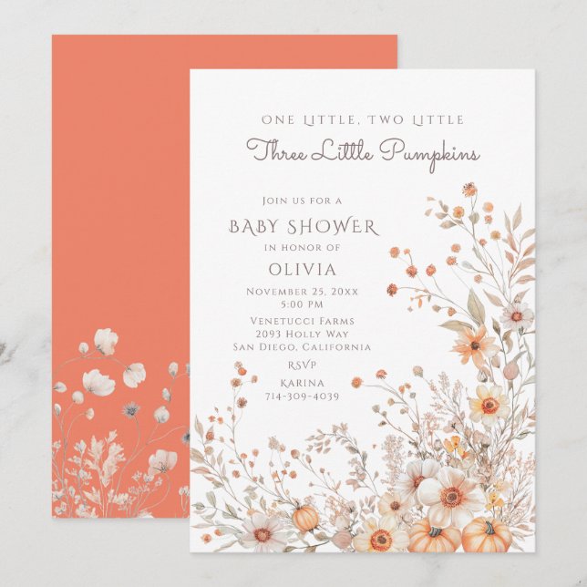 Convites Um, Dois, Três Pequenos Chás de fraldas De Bombeir (Frente/Verso)