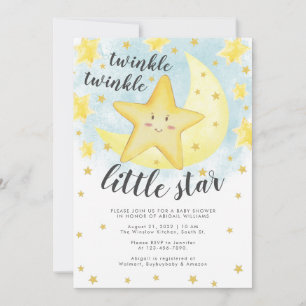 Convites Um Dourado Chá de fraldas de Pequenas Estrelas co