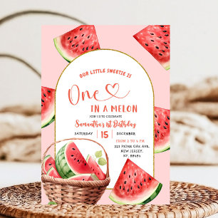 Convites Um em Melon Summer Watermelon Primeiro Aniversário