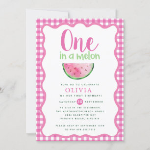 Convites Um em Melon Watermelon Primeiro Aniversário