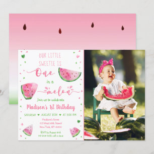 Convites Um Em Um Aniversário Verde Rosa De Melão De Mel