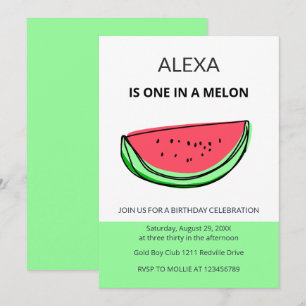 Convites Um em um Melão 1º Aniversário Melancia Aniversário