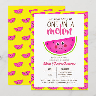 Convites Um Em Um MELON Chá de fraldas Amarelo Cor-de-rosa