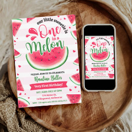 Convites Um Em Um Melon Girl Primeiro primeiro aniversario 