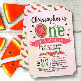 Convites Um Em Um primeiro aniversario De Melão