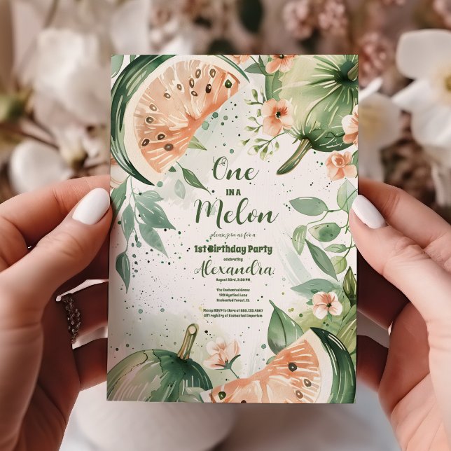 Convites Um em um primeiro aniversario Melon Watermelon Wat (Criador carregado)