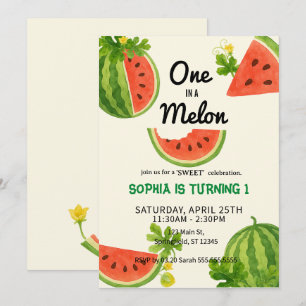 Convites Um em uma melancia! Parte primeiro aniversario