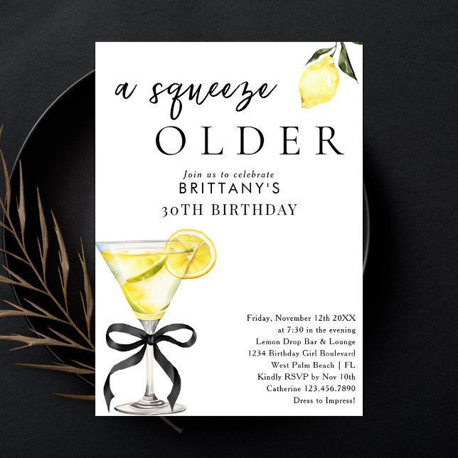 Convites Um Esmagado Lemon Drop Martini Mais Velho de 30 An (Criador carregado)