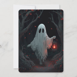 Convites Um fantasma branco segurando uma lanterna vermelha