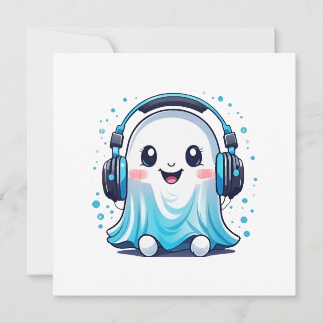 Convites Um fantasma com fones de ouvido (Frente)
