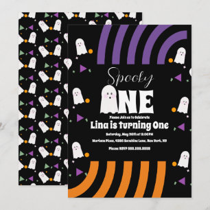 Convites Um Fantasma Groovy de Halloween de Aniversário Ass