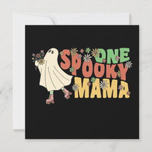Convites Um Fantasma Louco Da Mama Groovy Com Flores Vintag