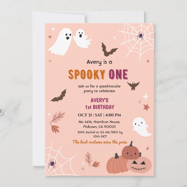 Convites Um Fantasmagórico Aniversário de Halloween Morcego (Frente)