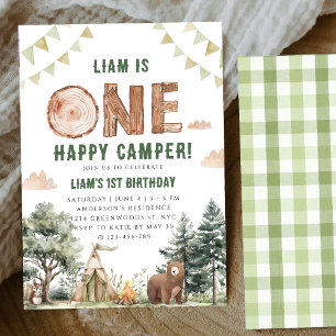 Convites Um Feliz Acampador Aniversário de 1 ano Menino