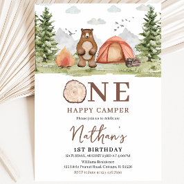 Convites Um Feliz Acampador Aniversário de Um Ano Florestal