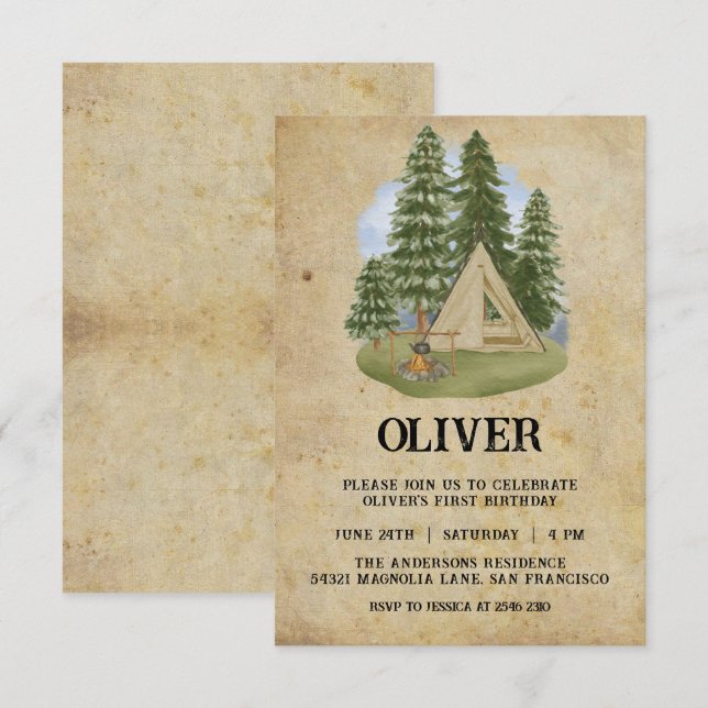 Convites Um Feliz Aniversário do Camper (Frente/Verso)