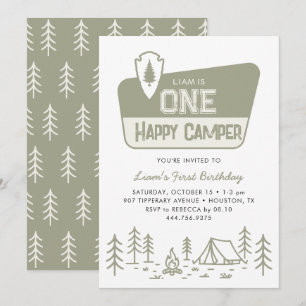Convites Um Feliz Camper Boys 1 rua acampando Floresta Aniv