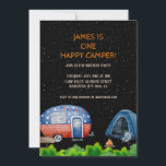 Convites Um Feliz Camponês Birthday Kids Night Sky<br><div class="desc">Prepare-se para uma celebração de aniversário aventureira e encantadora com nosso design de aniversário "Um Camper Feliz" Kids Night Sky! Transportem o seu pequeno para uma noite mágica sob as estrelas com um céu noturno cativante, com estrelas cintilantes como fundo. A design ganha vida com uma carrinha encantadora, uma tenda...</div>