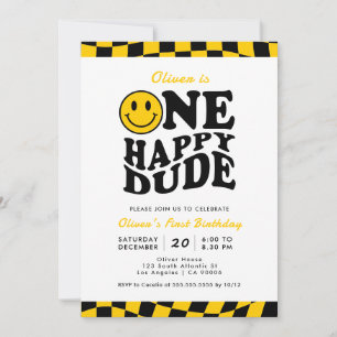 Convites Um Feliz Cara Amarelo Sorriso de Luz primeiro aniv