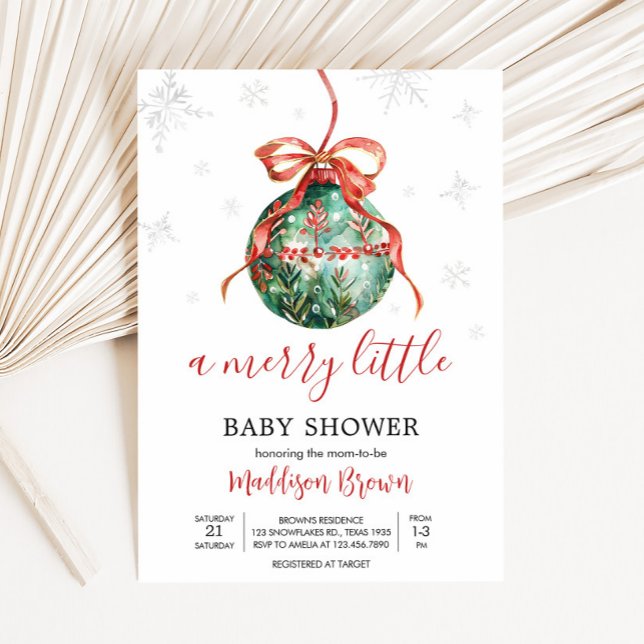 Convites Um Feliz de Natal (Merry Little Christmas Ornaments Baby Shower Invitation
)