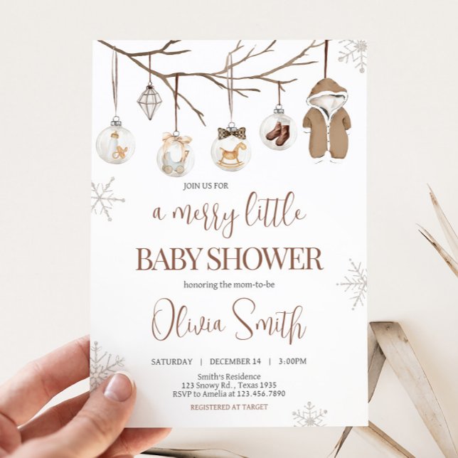 Convites Um Feliz de Natal pequeno (Merry Little Baby Shower Invitation
)