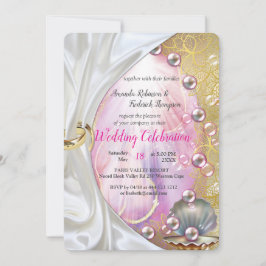 Convites Um fim de mármore rosa e branco com Dourado escova